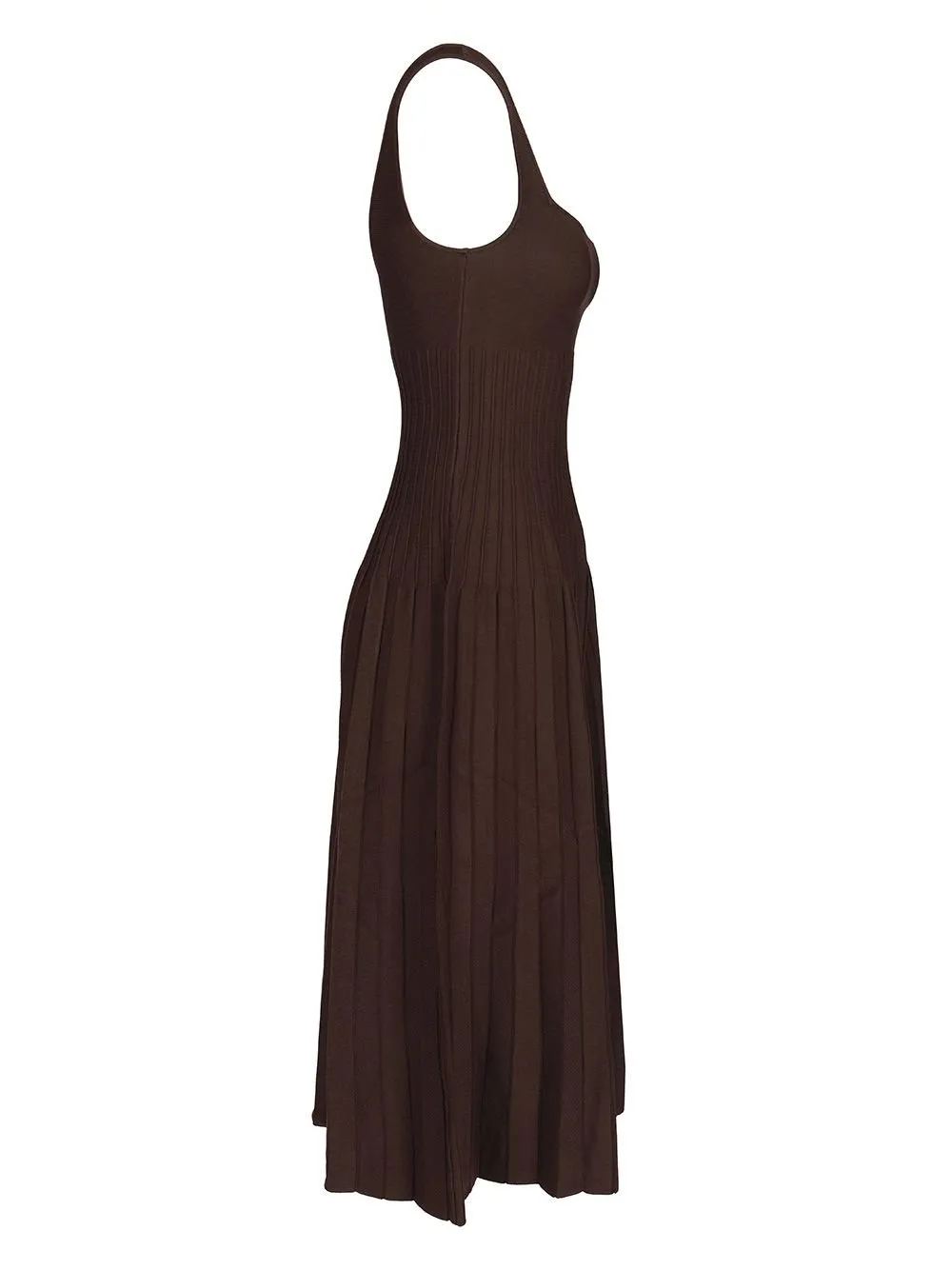 Pleated Knit Midi Dress