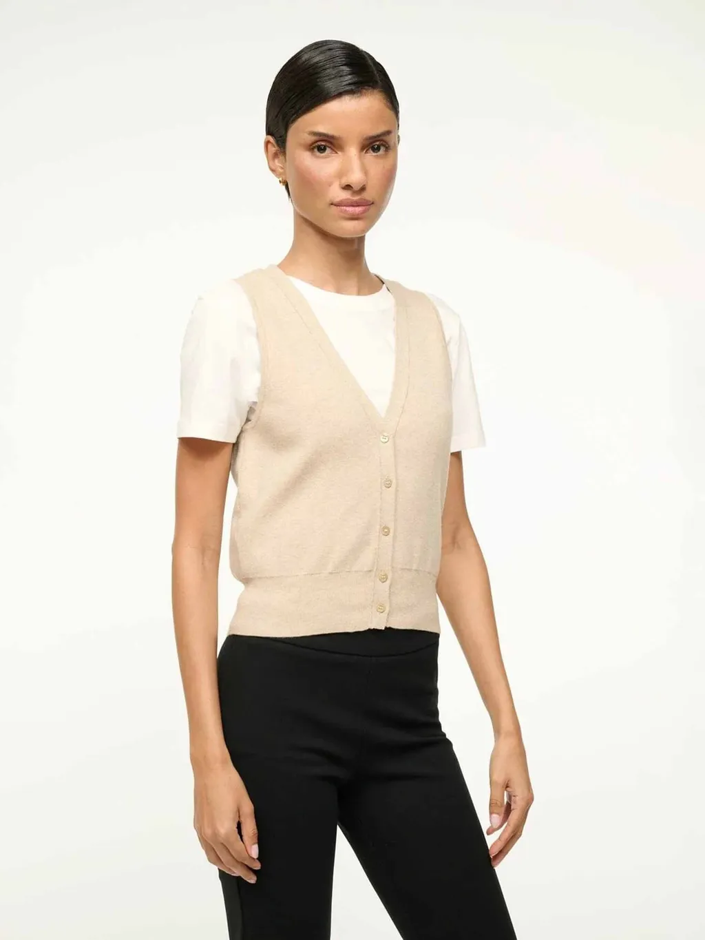 V-Neck Buttoned Knit Vest