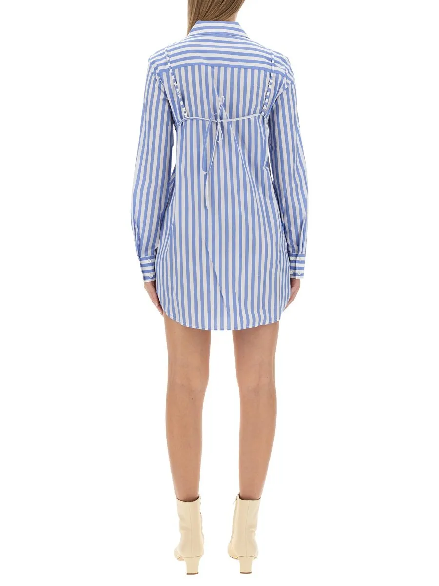 Striped Shirt Dress With Bra Detail
