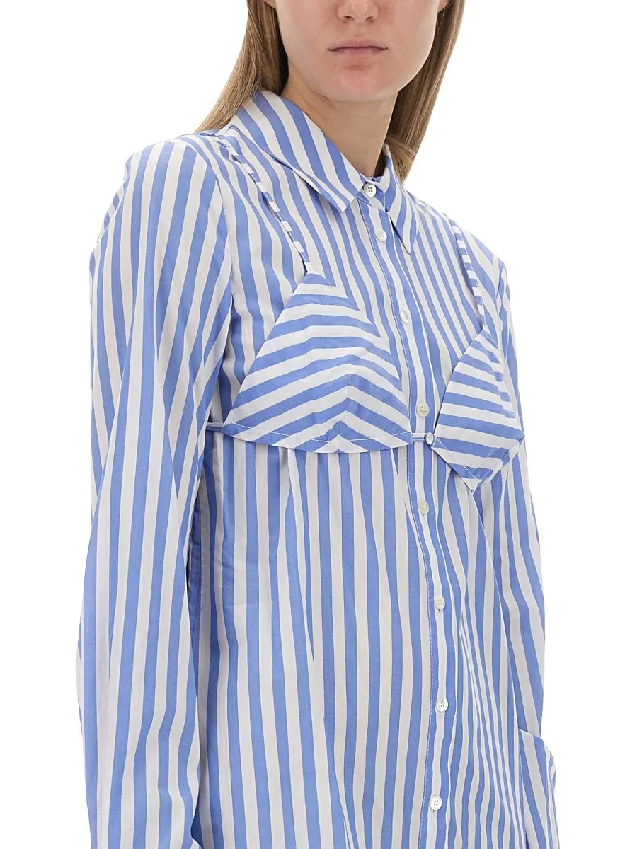 Striped Shirt Dress With Bra Detail