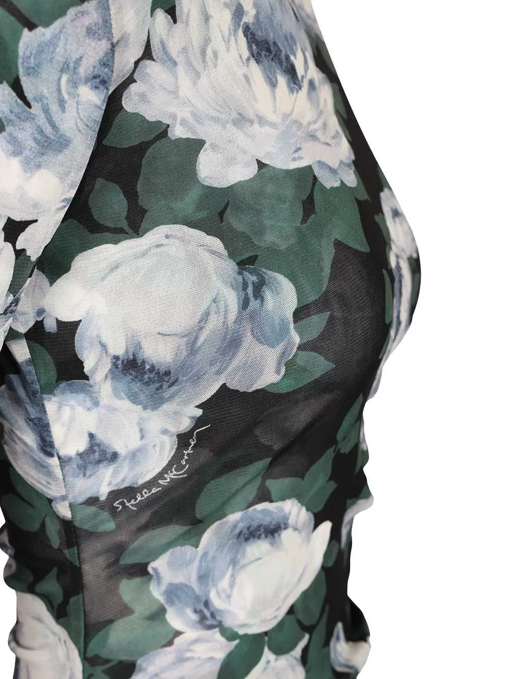 Floral Print Mesh Top