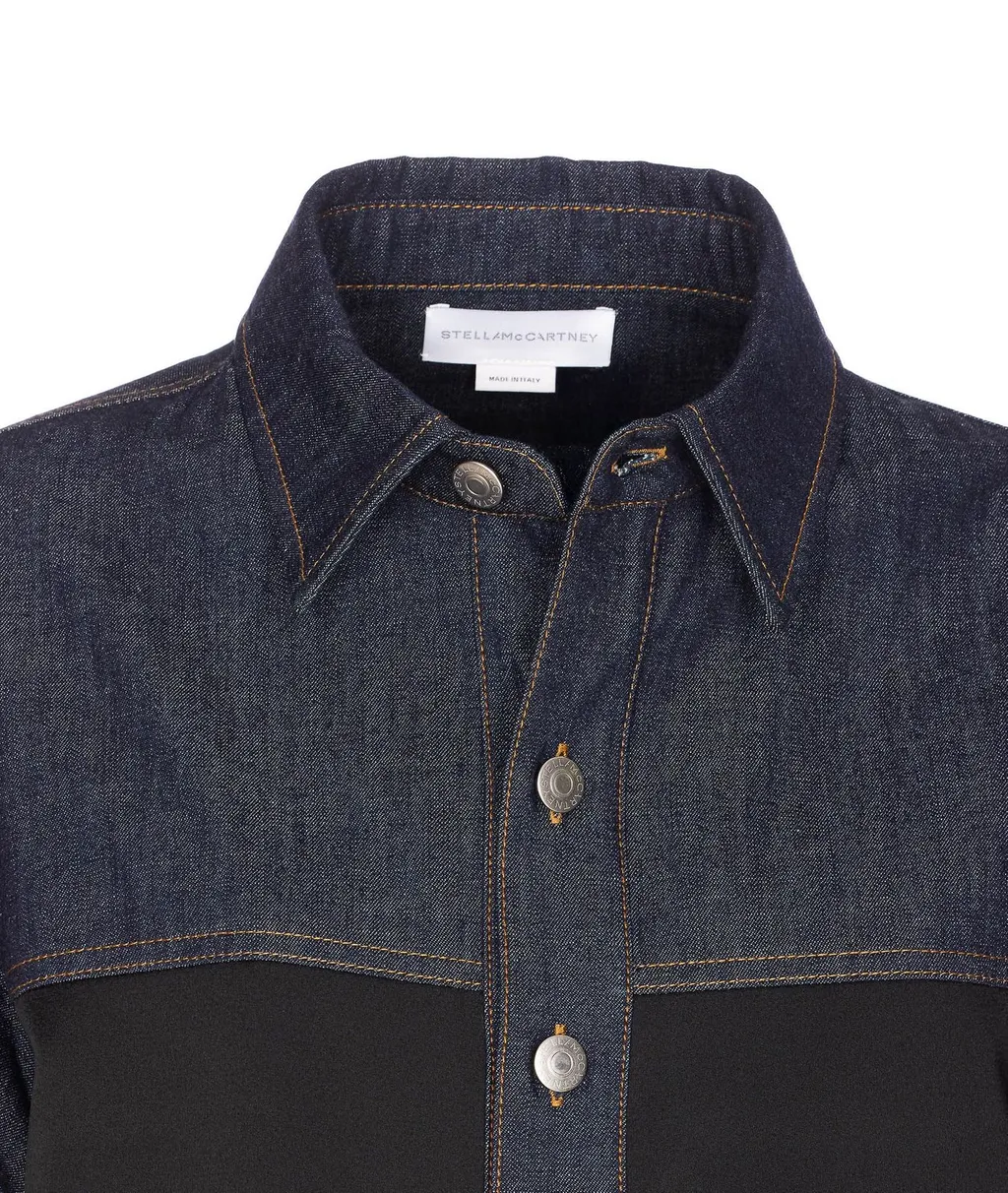 Denim And Lace Trimmed Shirt