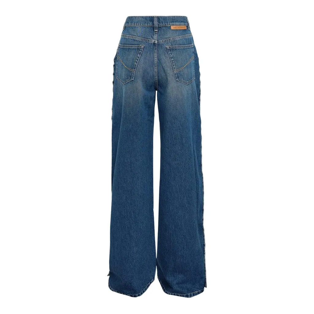 Wide-Leg Jeans With Side Button Detail