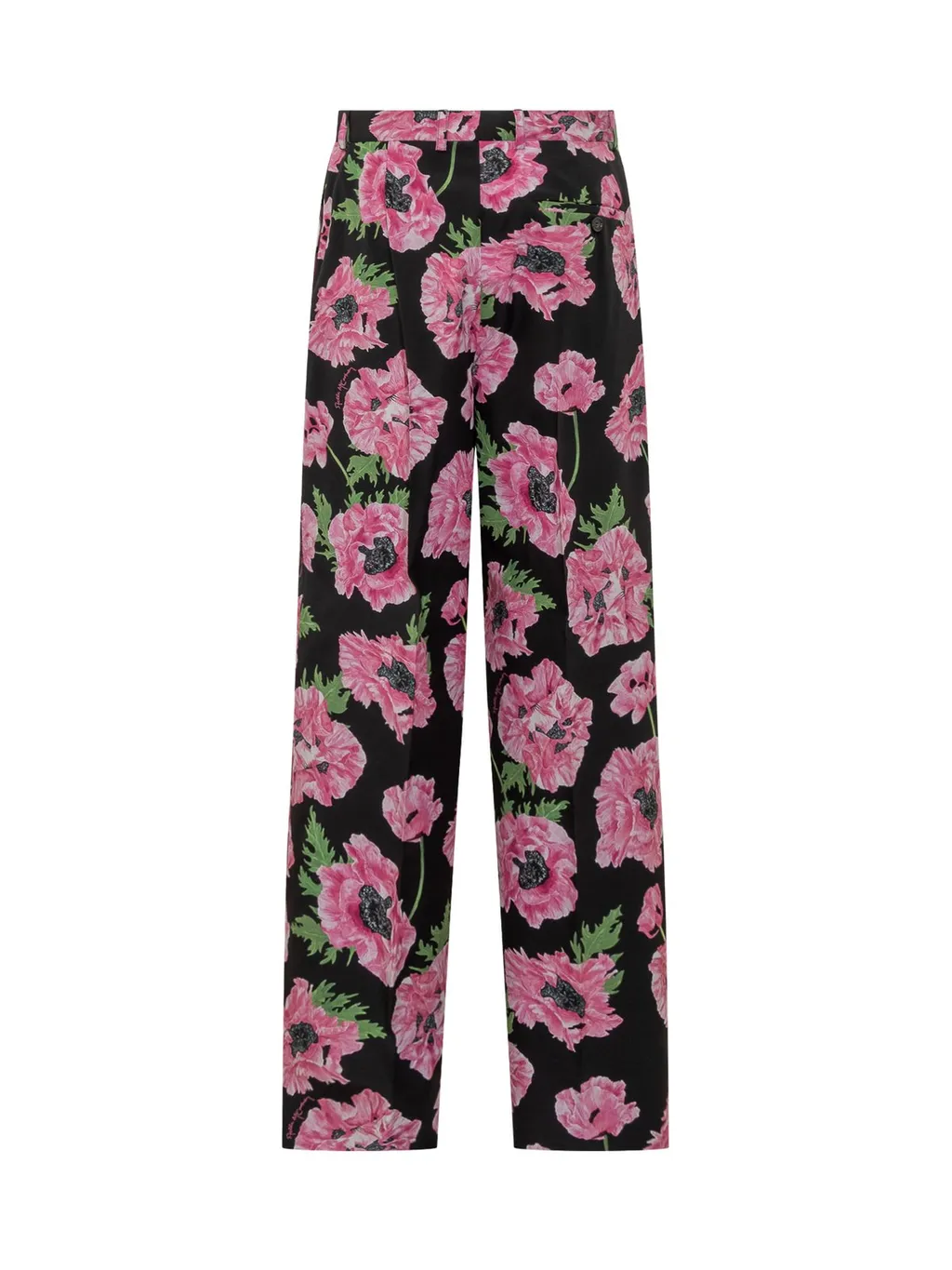 High-Waisted Floral Print Trousers