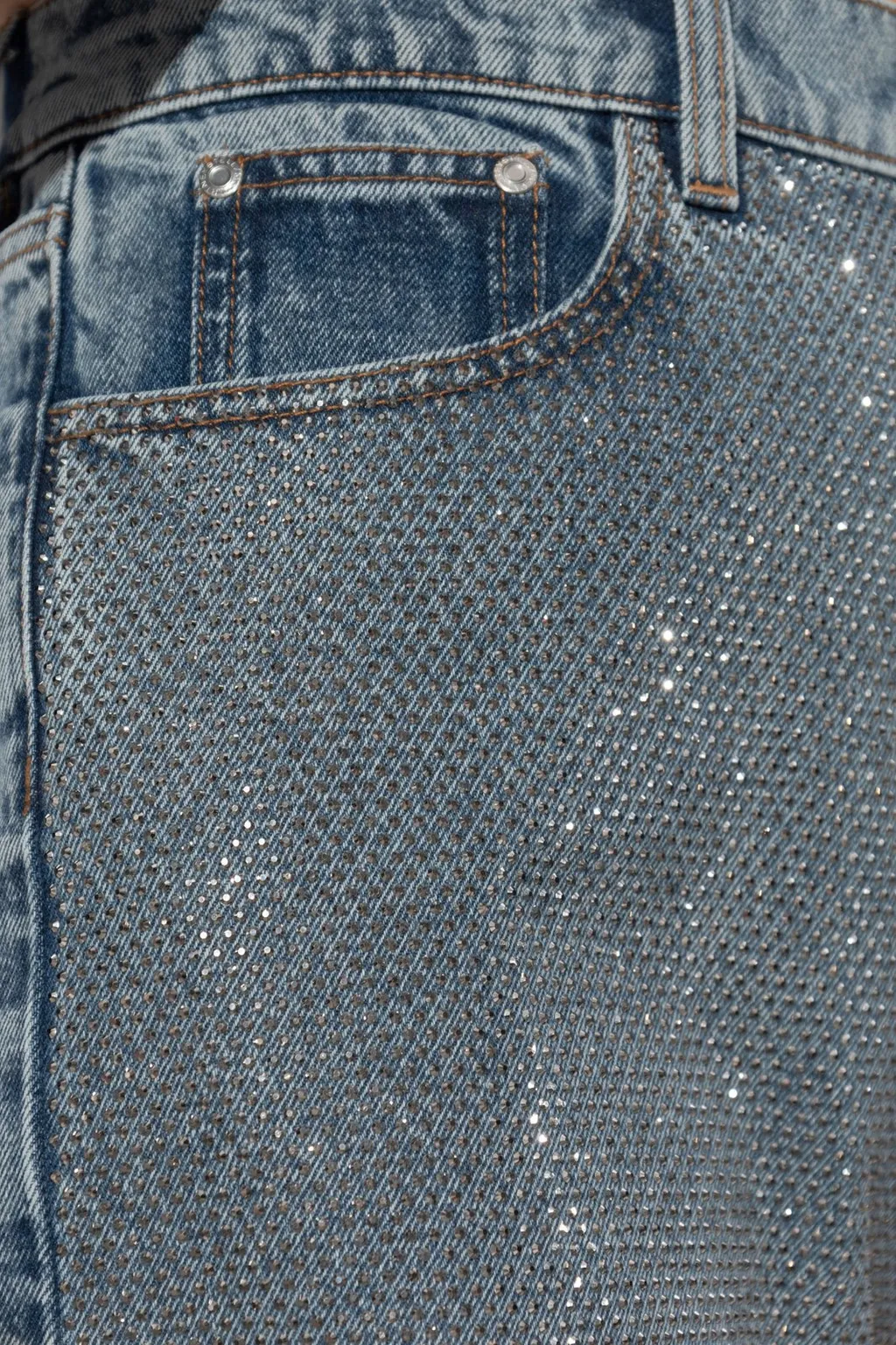 Wide-Leg Jeans With Rhinestones