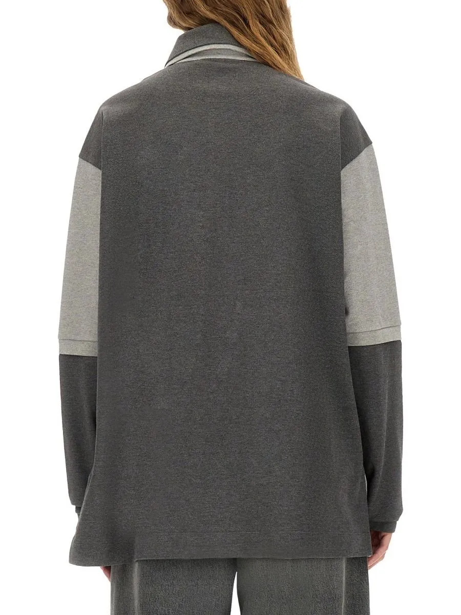 Color-Block Long Sleeve Polo Shirt