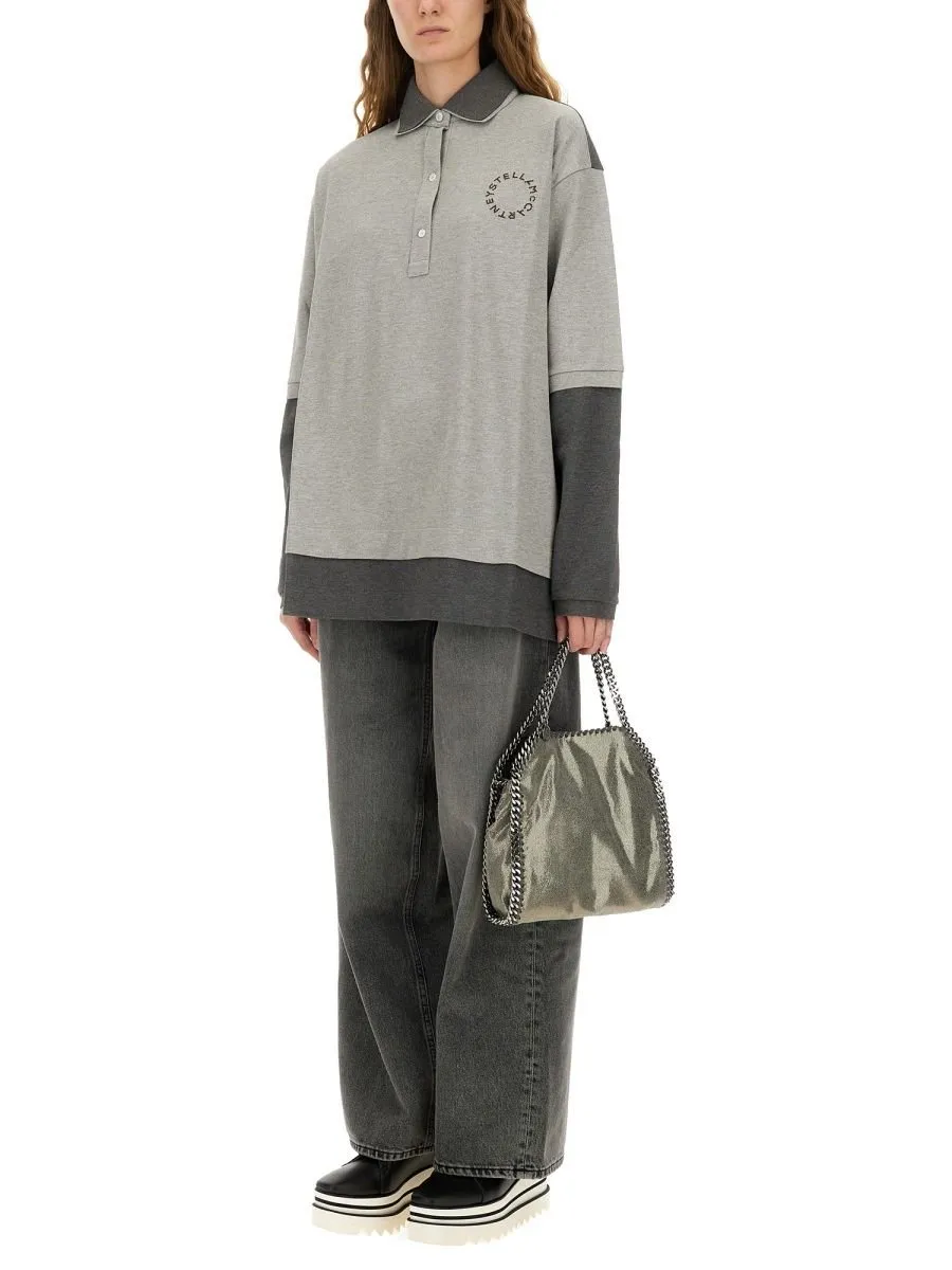 Color-Block Long Sleeve Polo Shirt