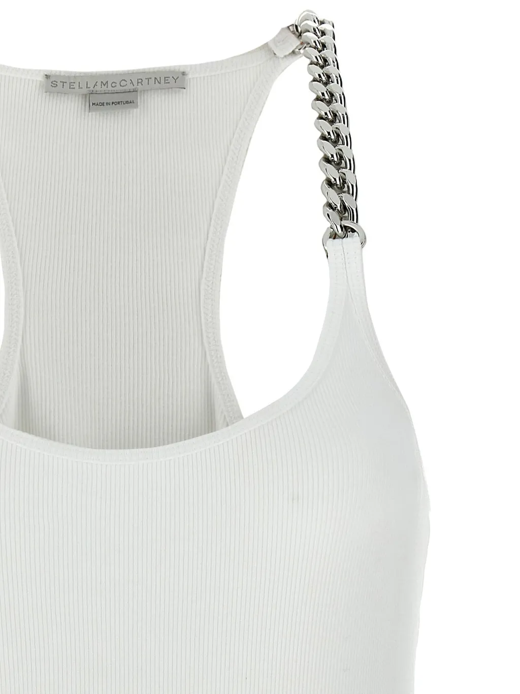 Ribbed Tank Top With Chain Straps