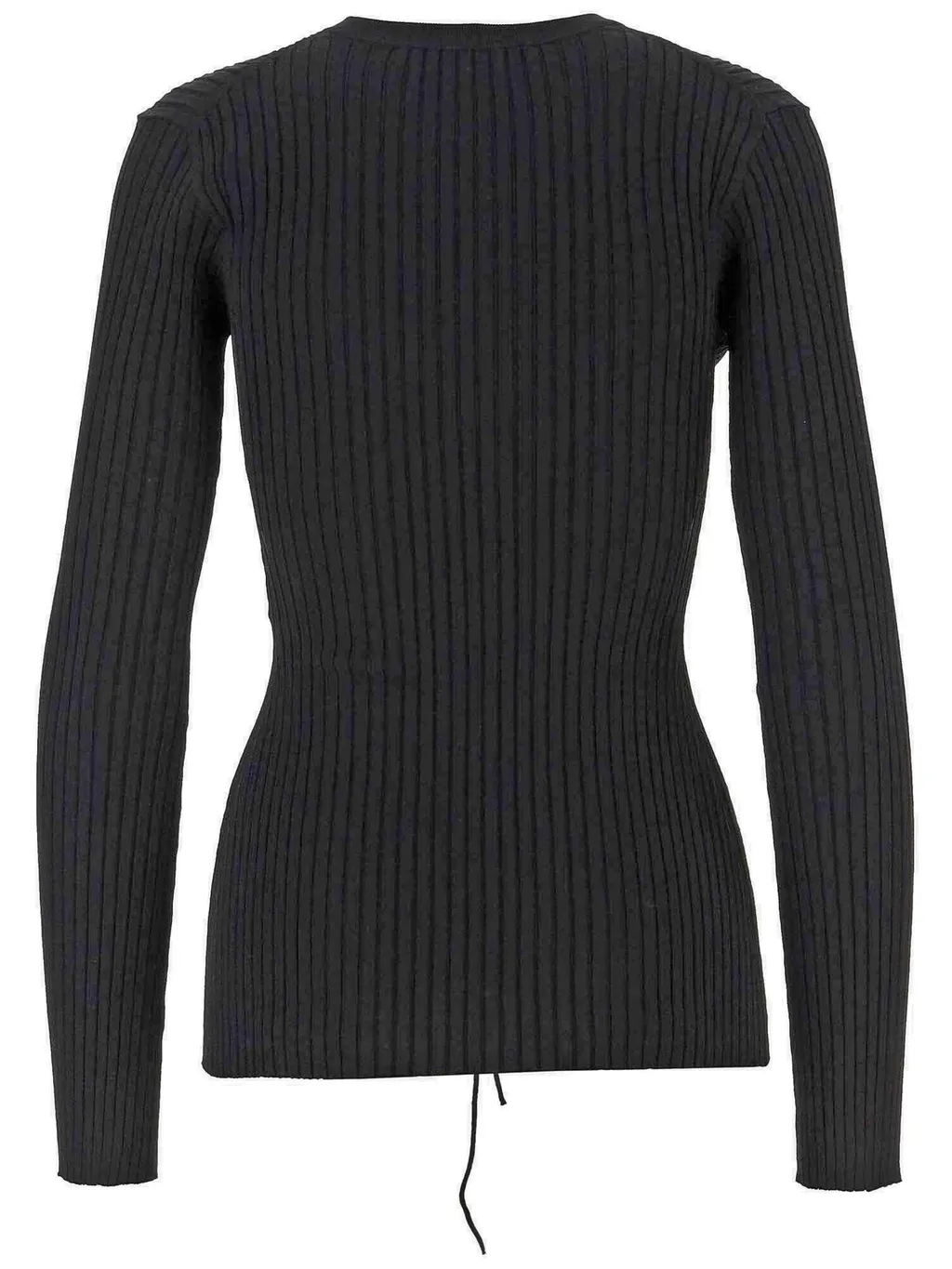 Ribbed Lace-Up Knit Top