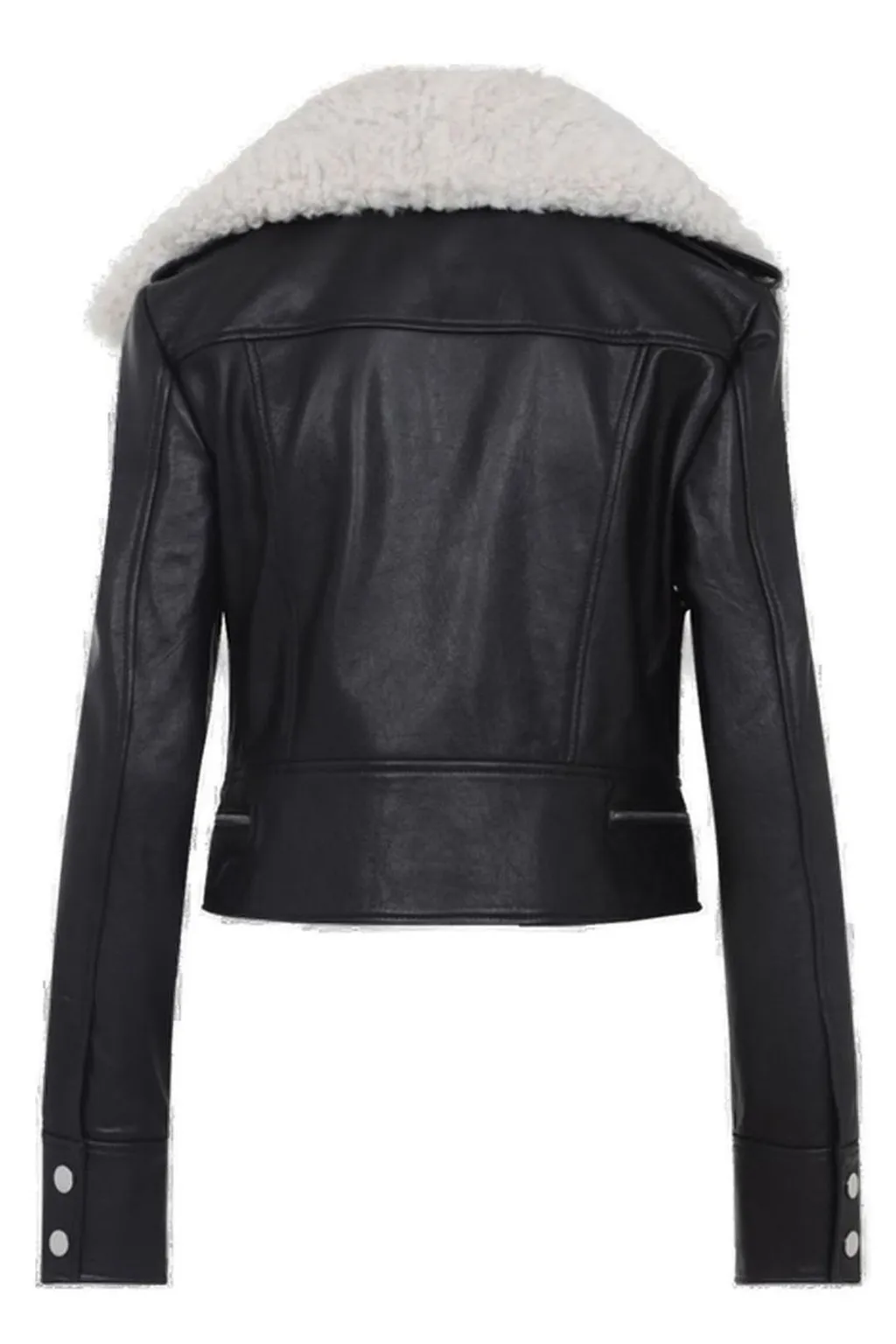 Leather Biker Jacket With Shearling Collar