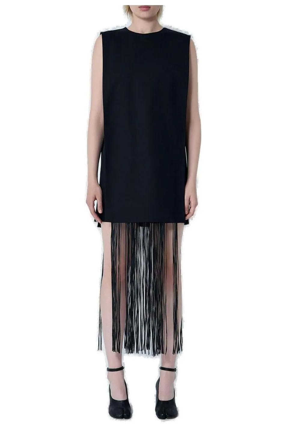 Sleeveless Mini Dress With Fringe