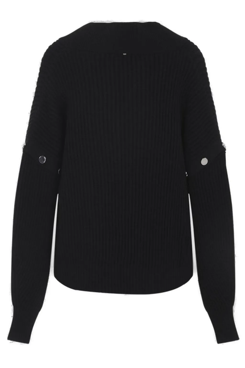Ribbed Knit Sweater With Snap Detail
