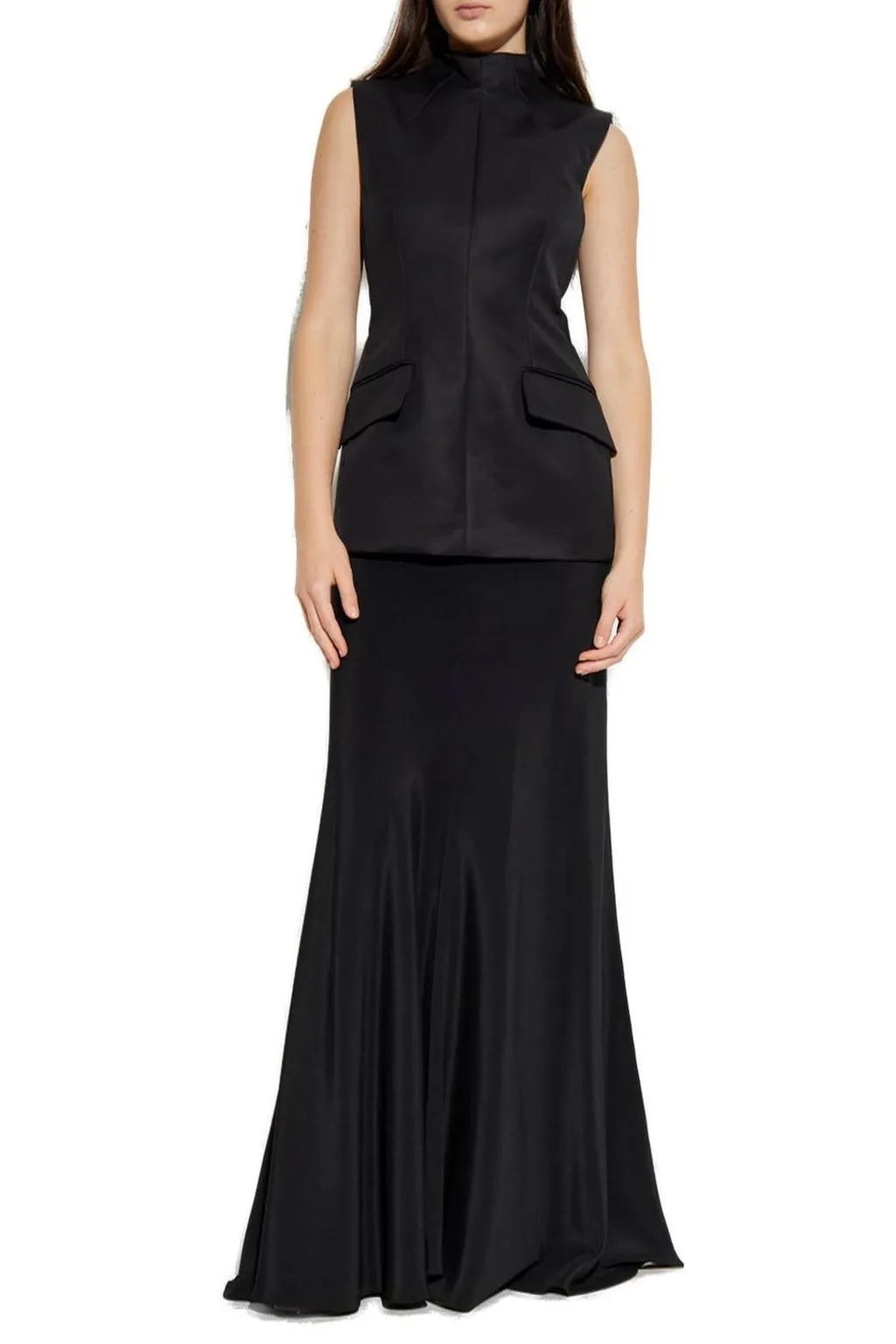 Sleeveless High-Neck Jacket Dress