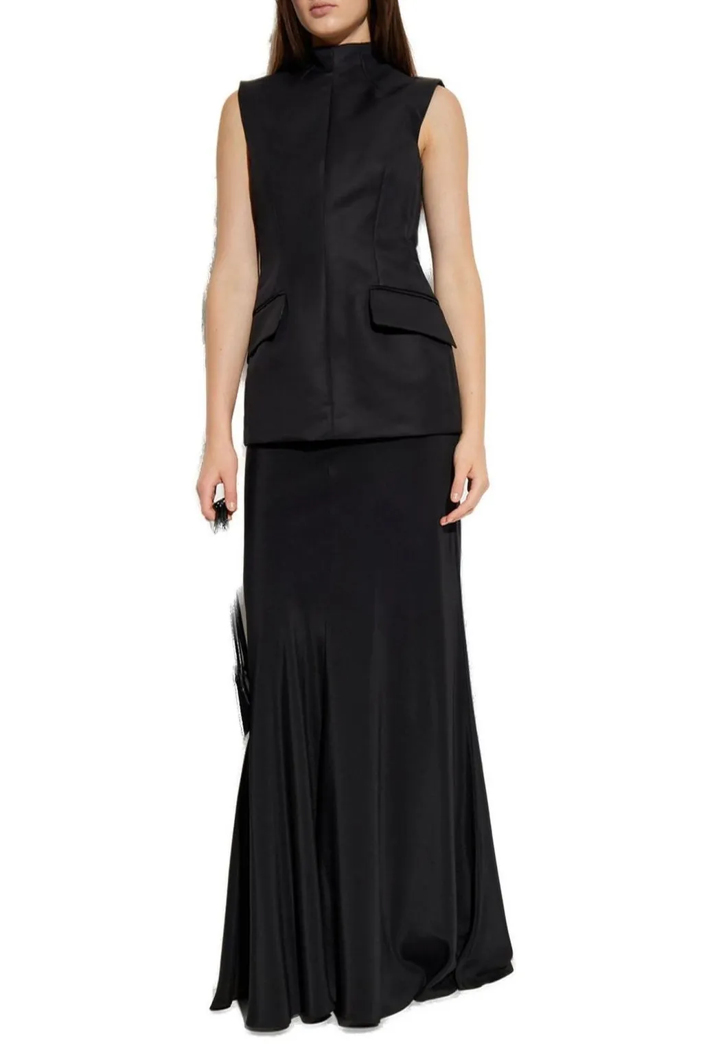 Sleeveless High-Neck Jacket Dress