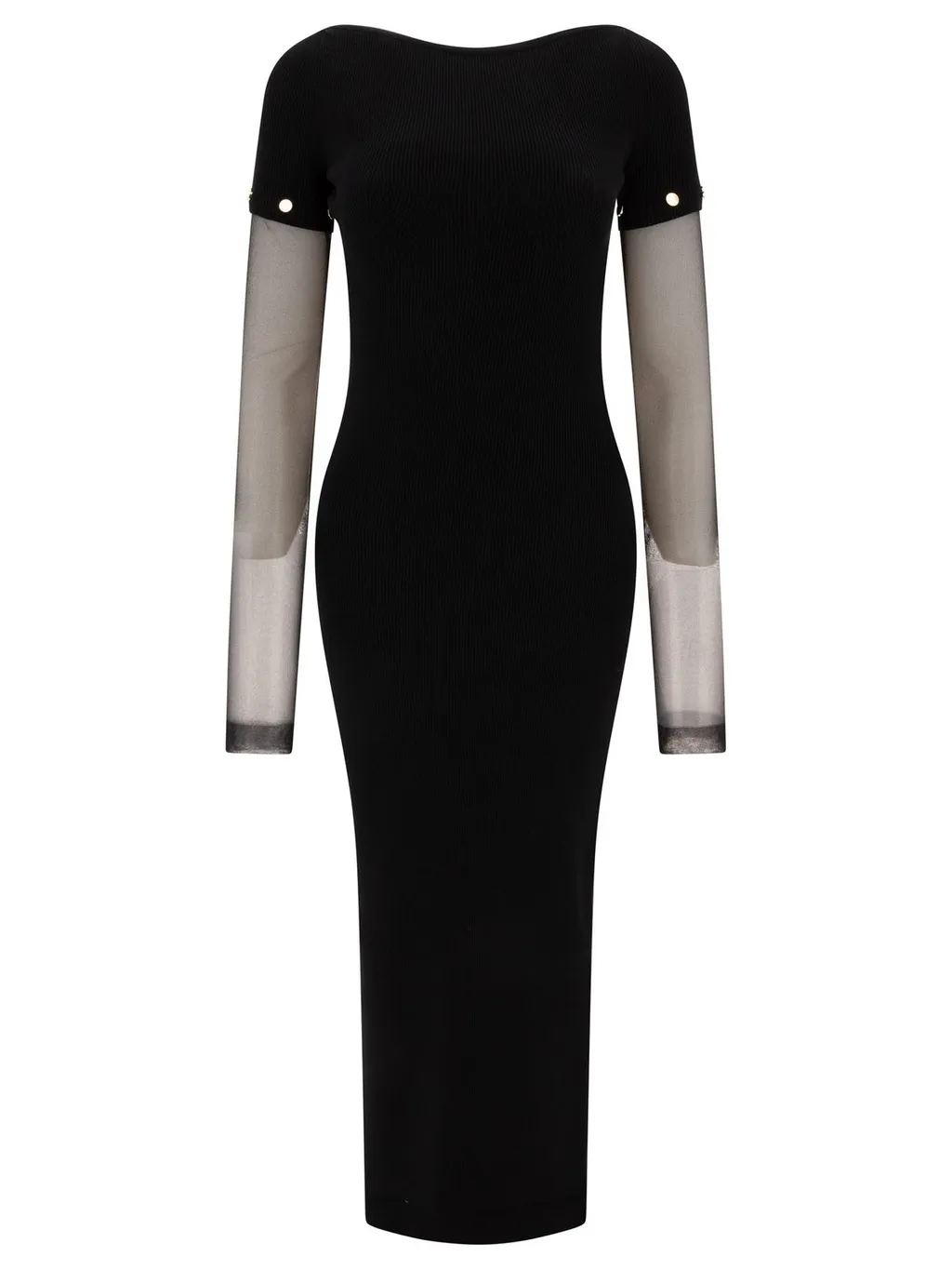 Midi Dress With Sheer Sleeves
