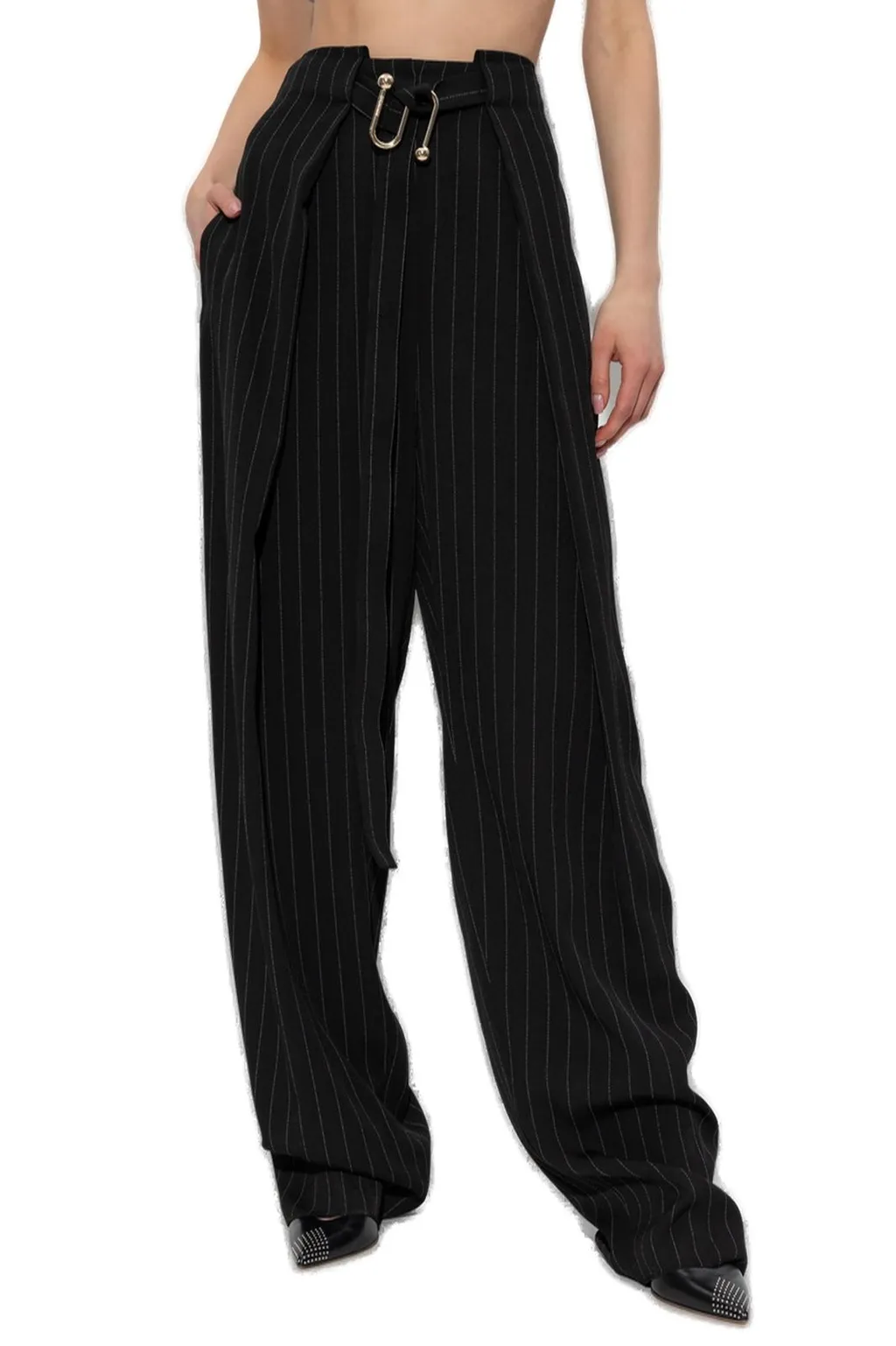 Pinstripe Wide-Leg Trousers