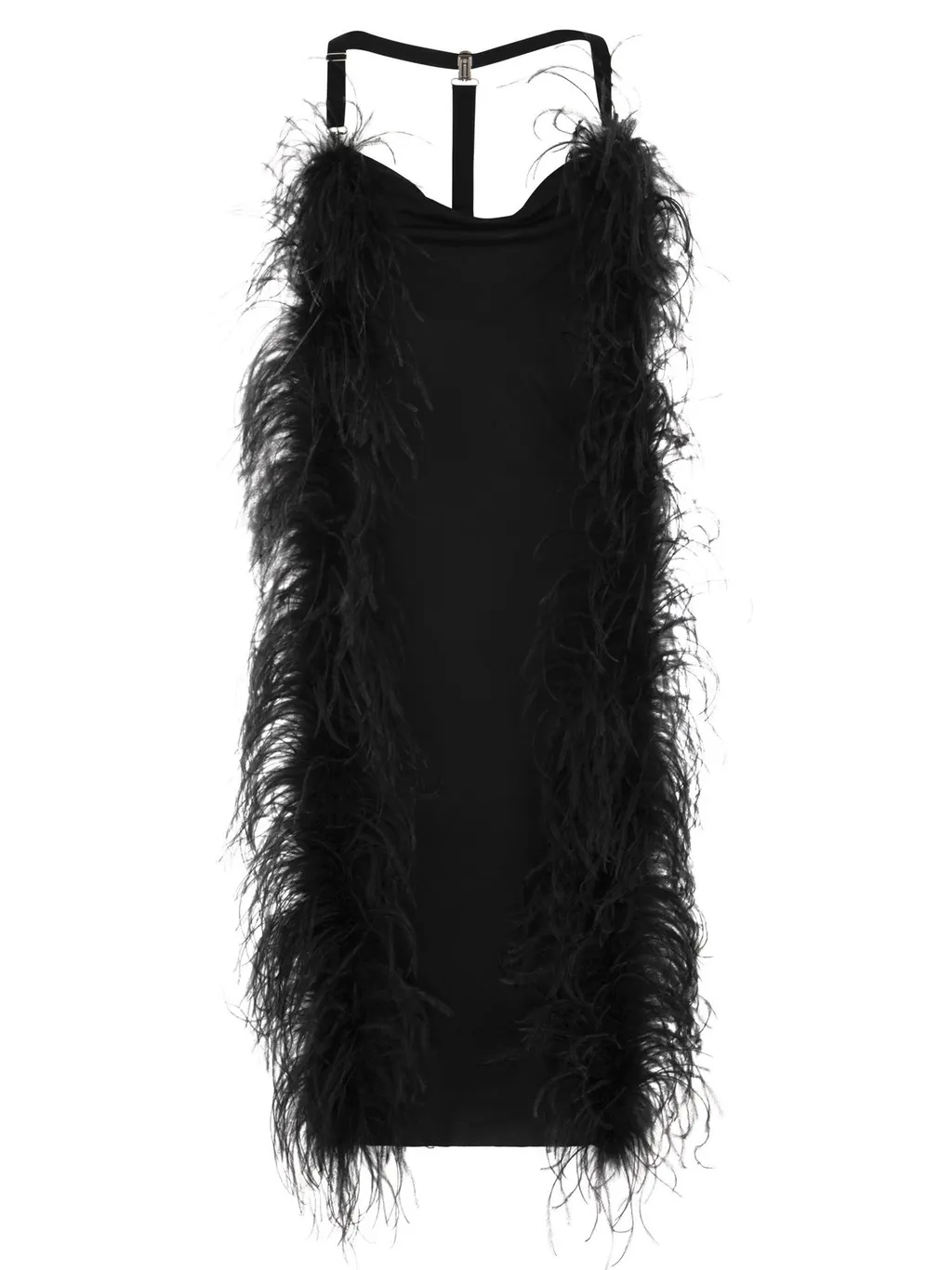 Feather Trimmed Slip Dress