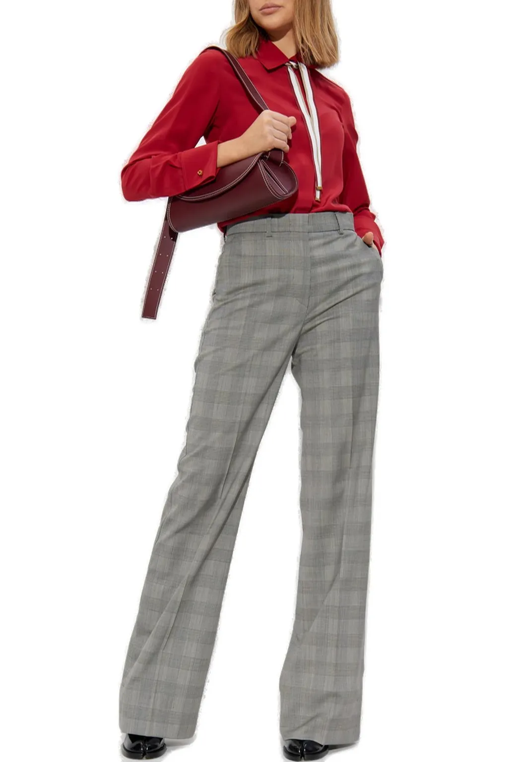 Plaid Wool Blend Trousers