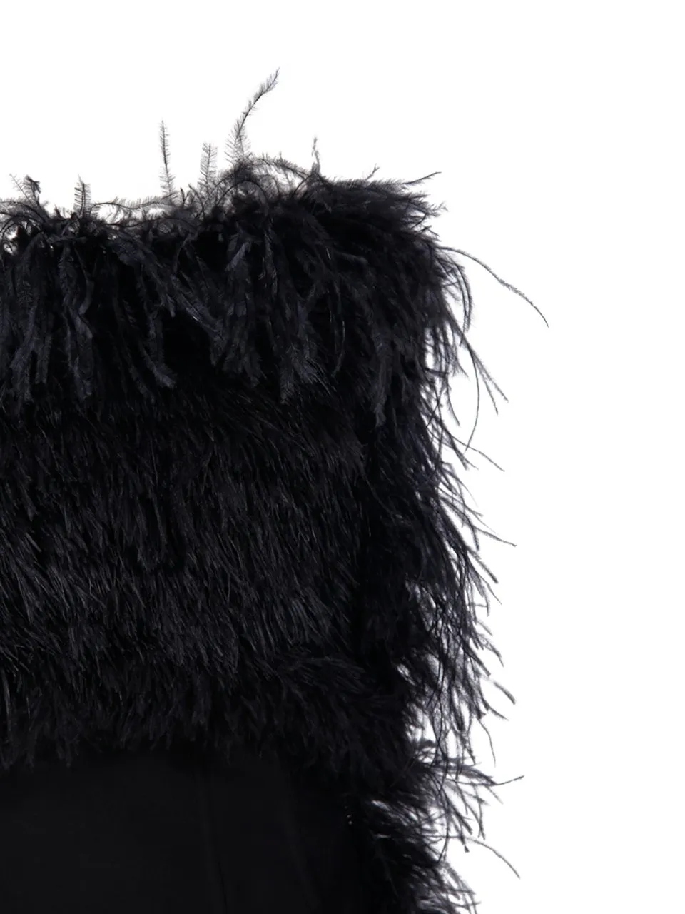 Feather-Trimmed Strapless Gown