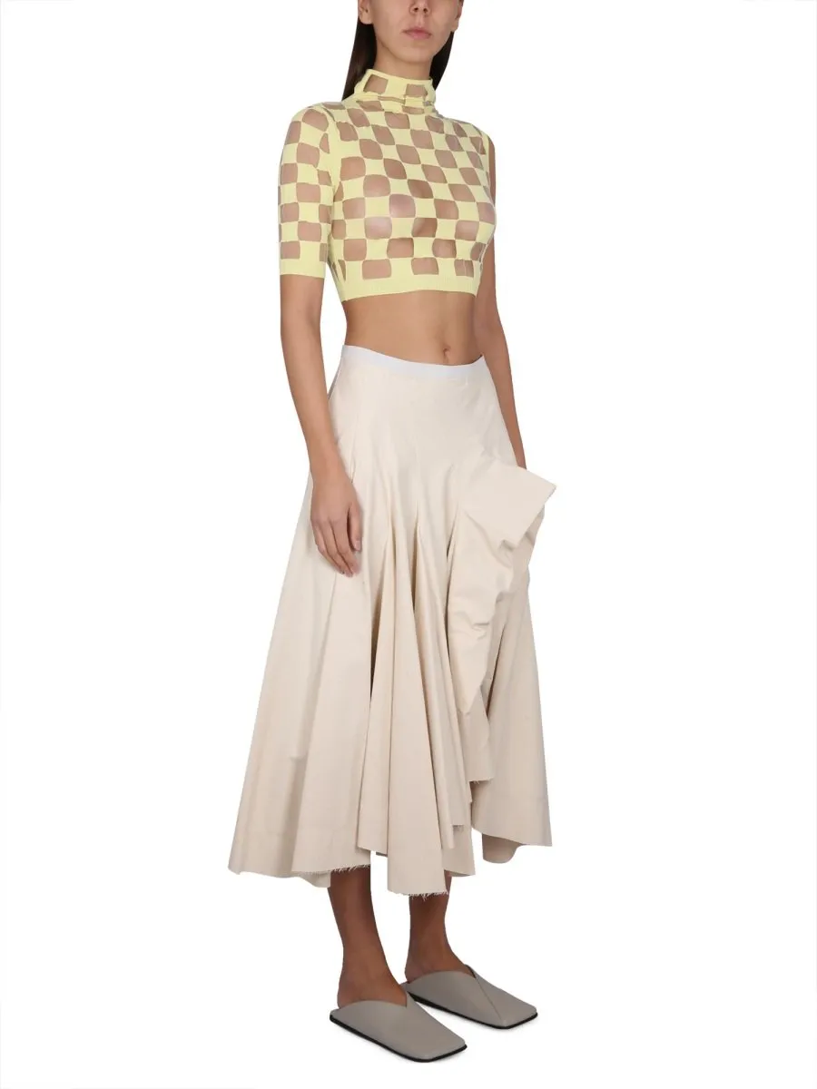 Checkerboard Knit Crop Top