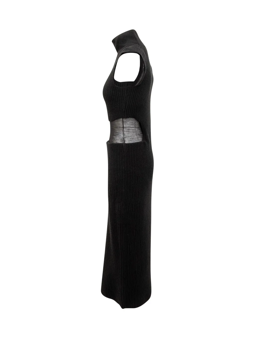 Ribbed Turtleneck Dress With Cut-Outs