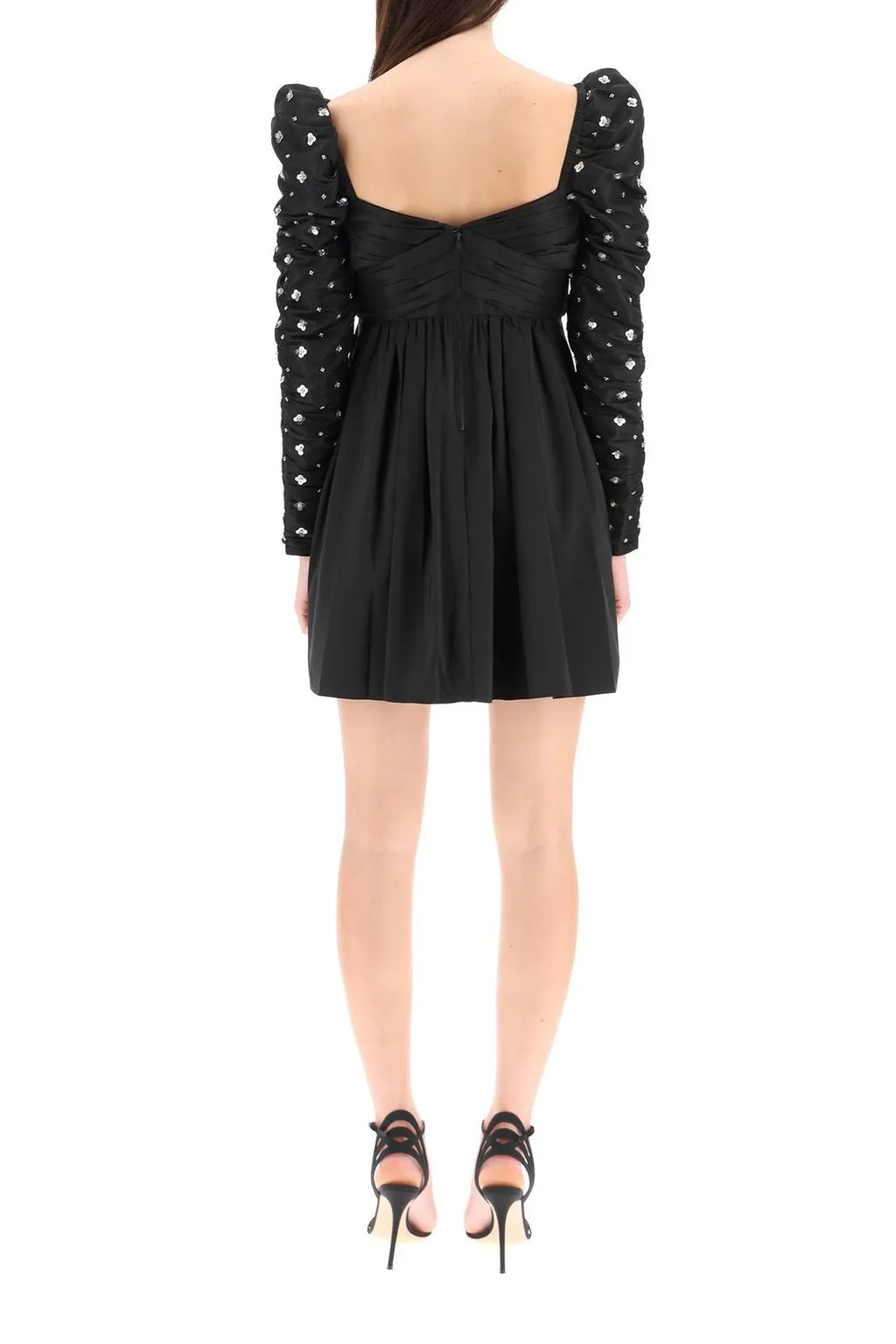 Dress With Puff Sleeves And Floral Sequins