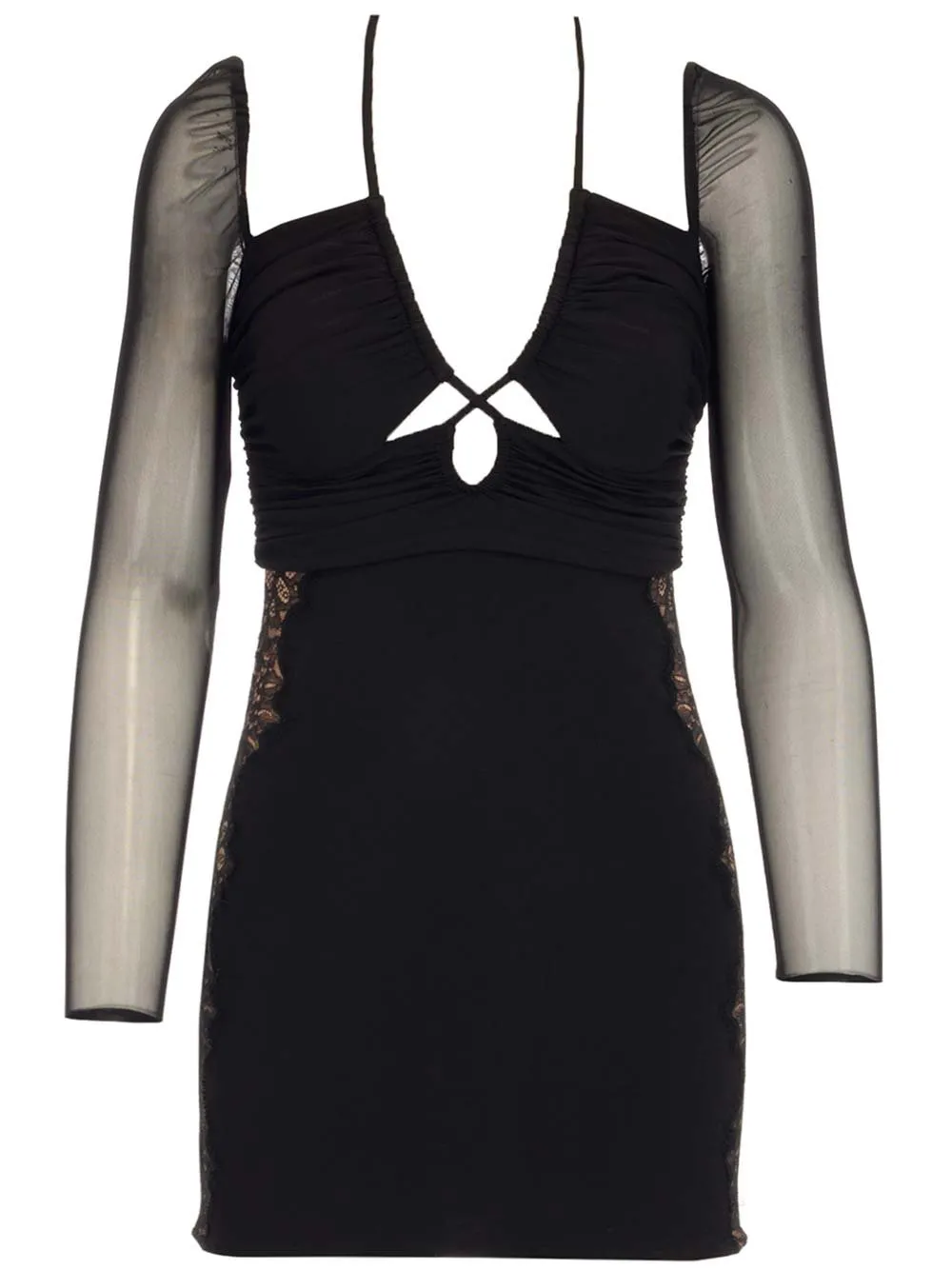 Mesh Sleeve Mini Dress
