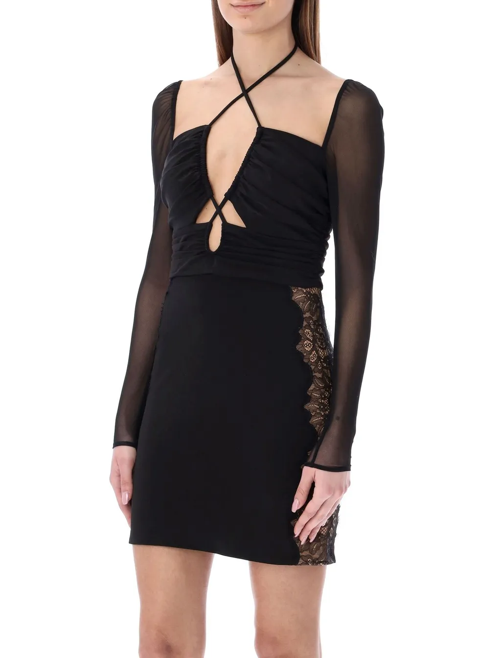 Mesh Sleeve Mini Dress
