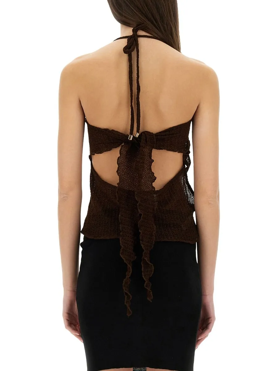 Halterneck Cut-Out Knit Top