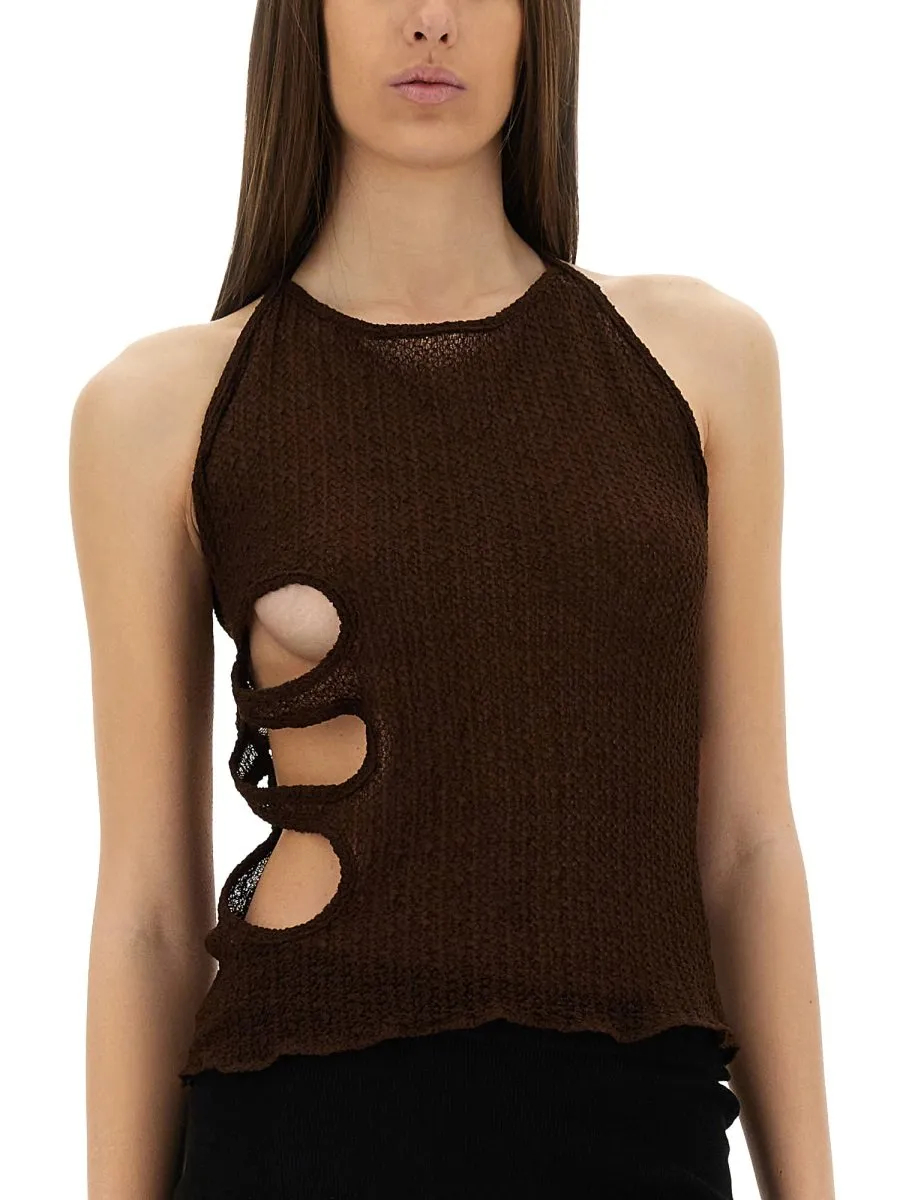 Halterneck Cut-Out Knit Top