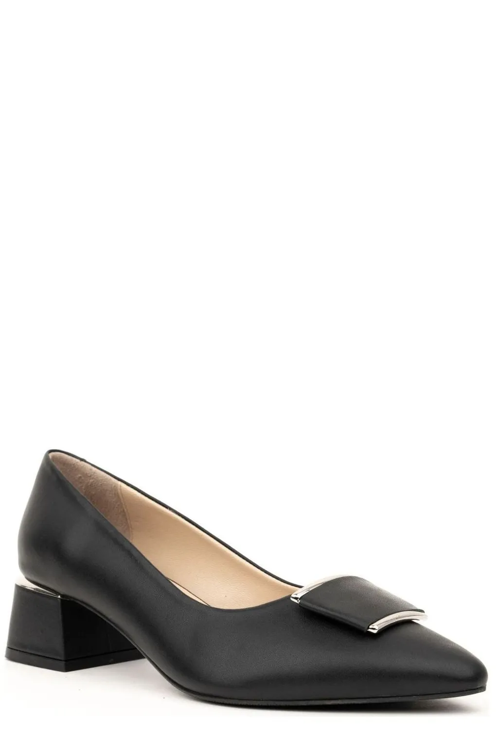 Pointed Toe Block Heel Pumps