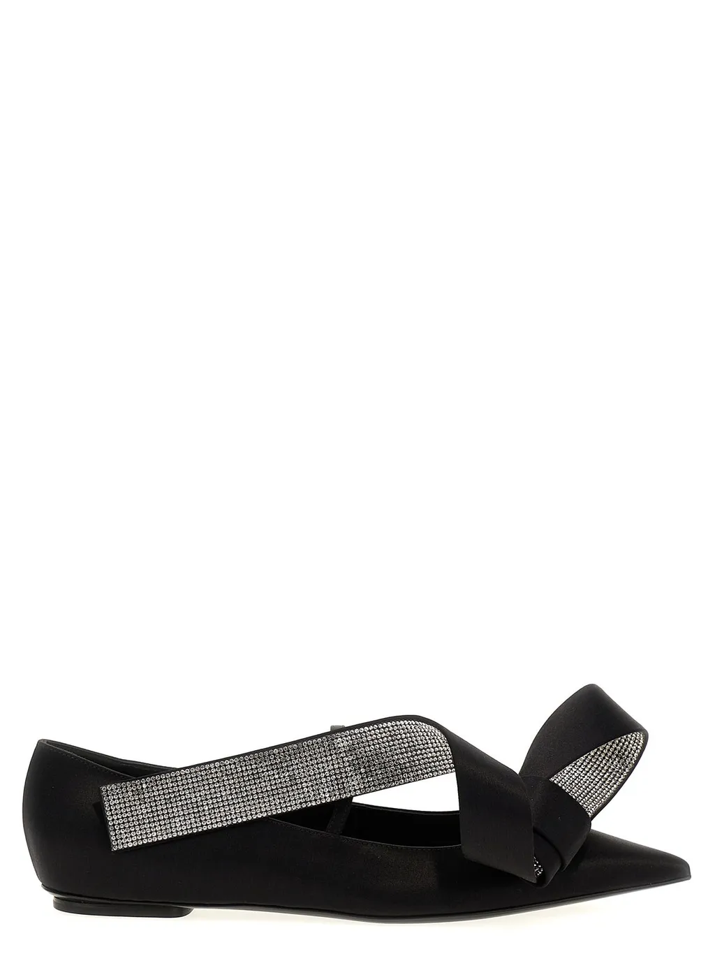 Ballet Flats With Bow And Rhinestones