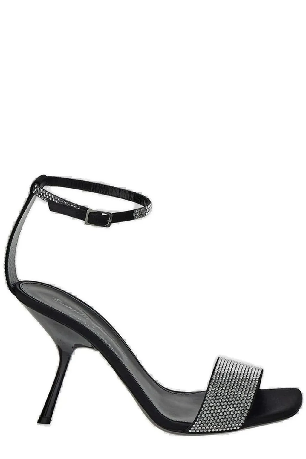 Crystal-Embellished Ankle Strap Sandal