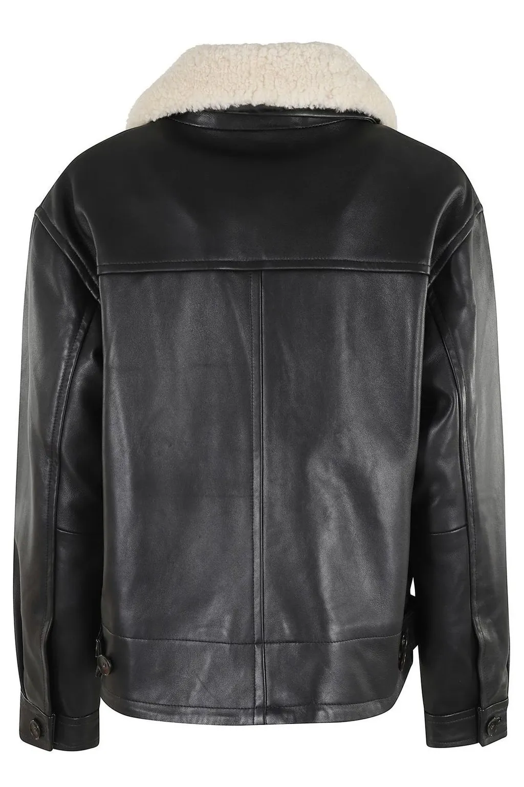 Leather Aviator Jacket With Shearling Collar