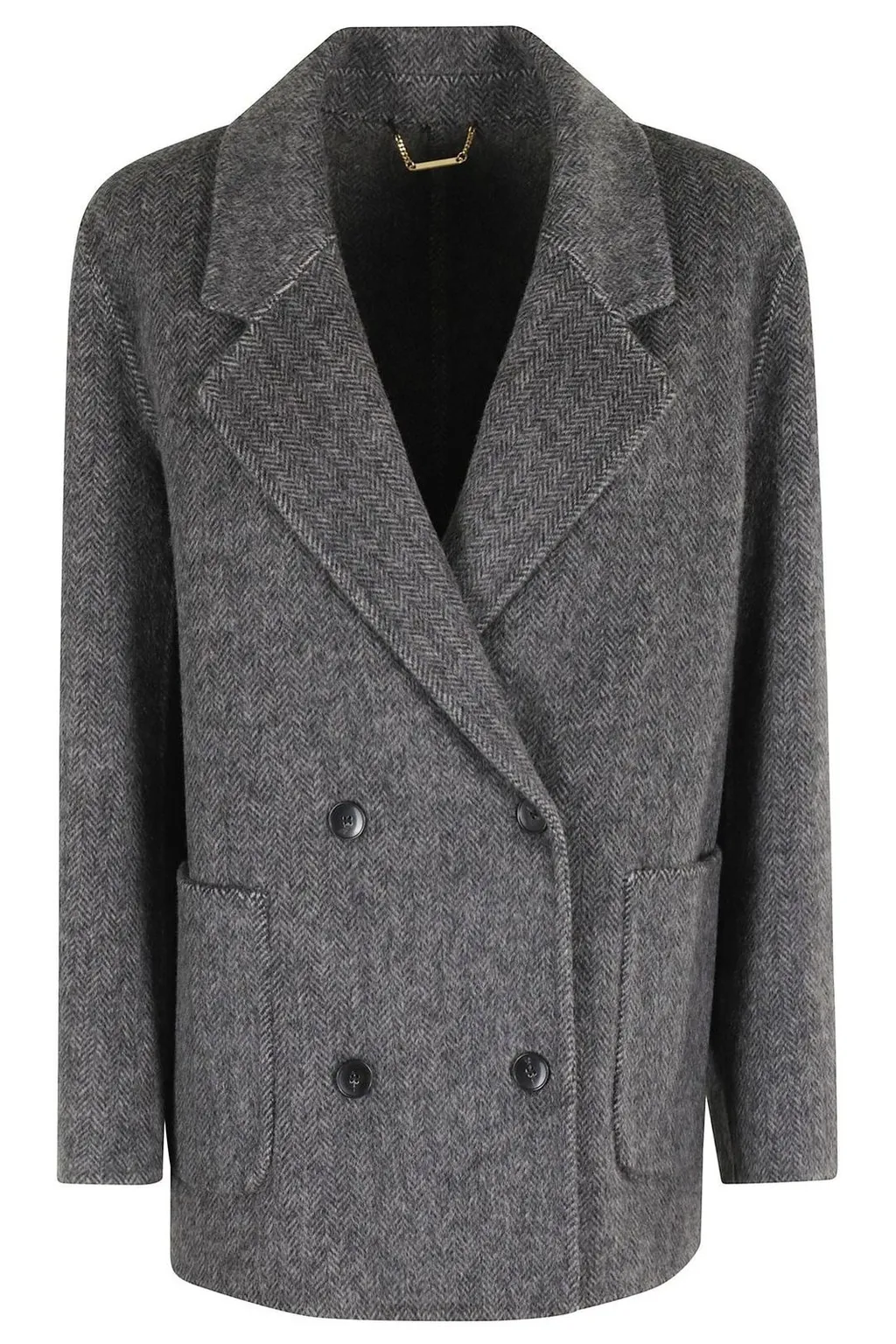 Double-Breasted Herringbone Coat