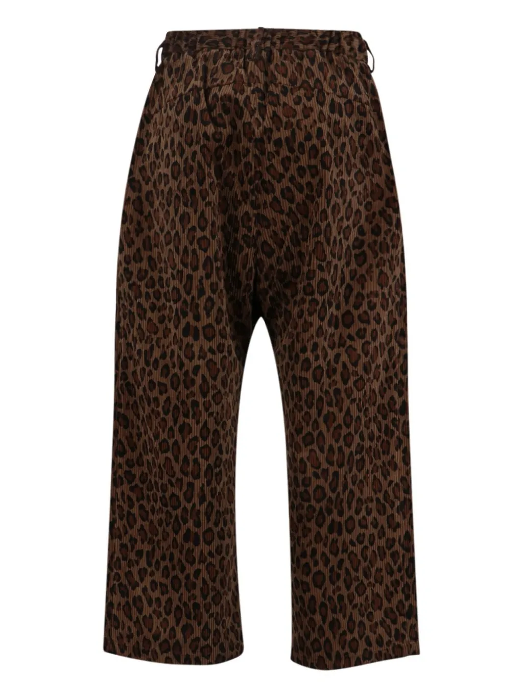High-Waisted Leopard Print Corduroy Trousers