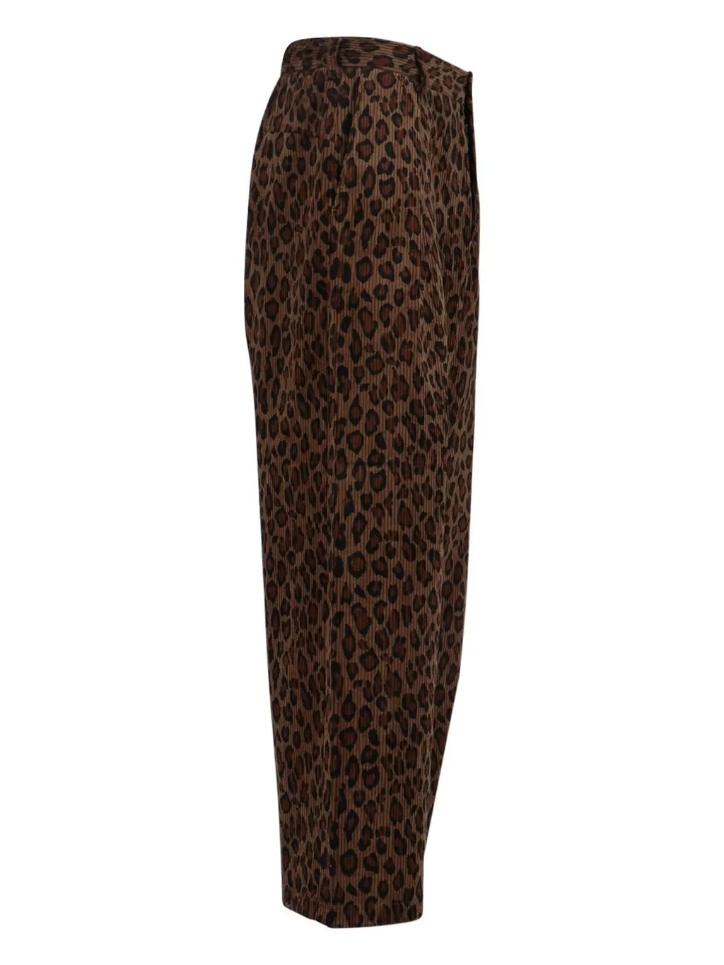 High-Waisted Leopard Print Corduroy Trousers