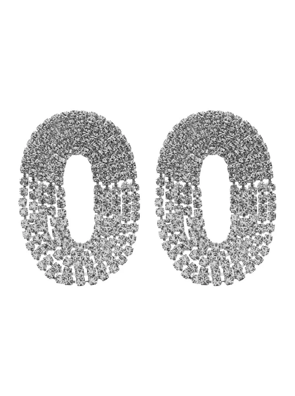 Oval Crystal Drop Earrings