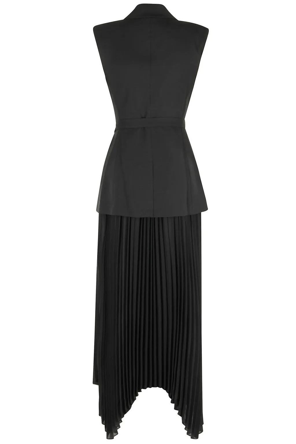 Sleeveless Blazer Dress With Pleated Skirt