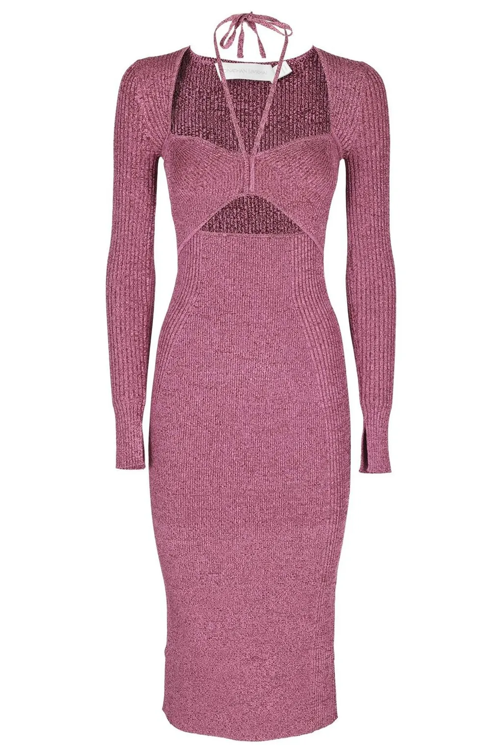 Ribbed Knit Midi Dress With Cut-Out Detail