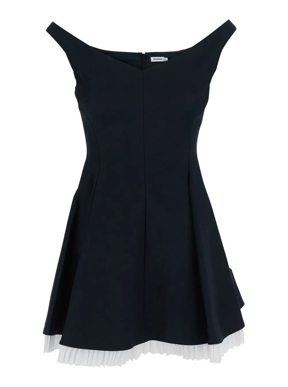 Off-The-Shoulder Mini Dress With Pleated Hem