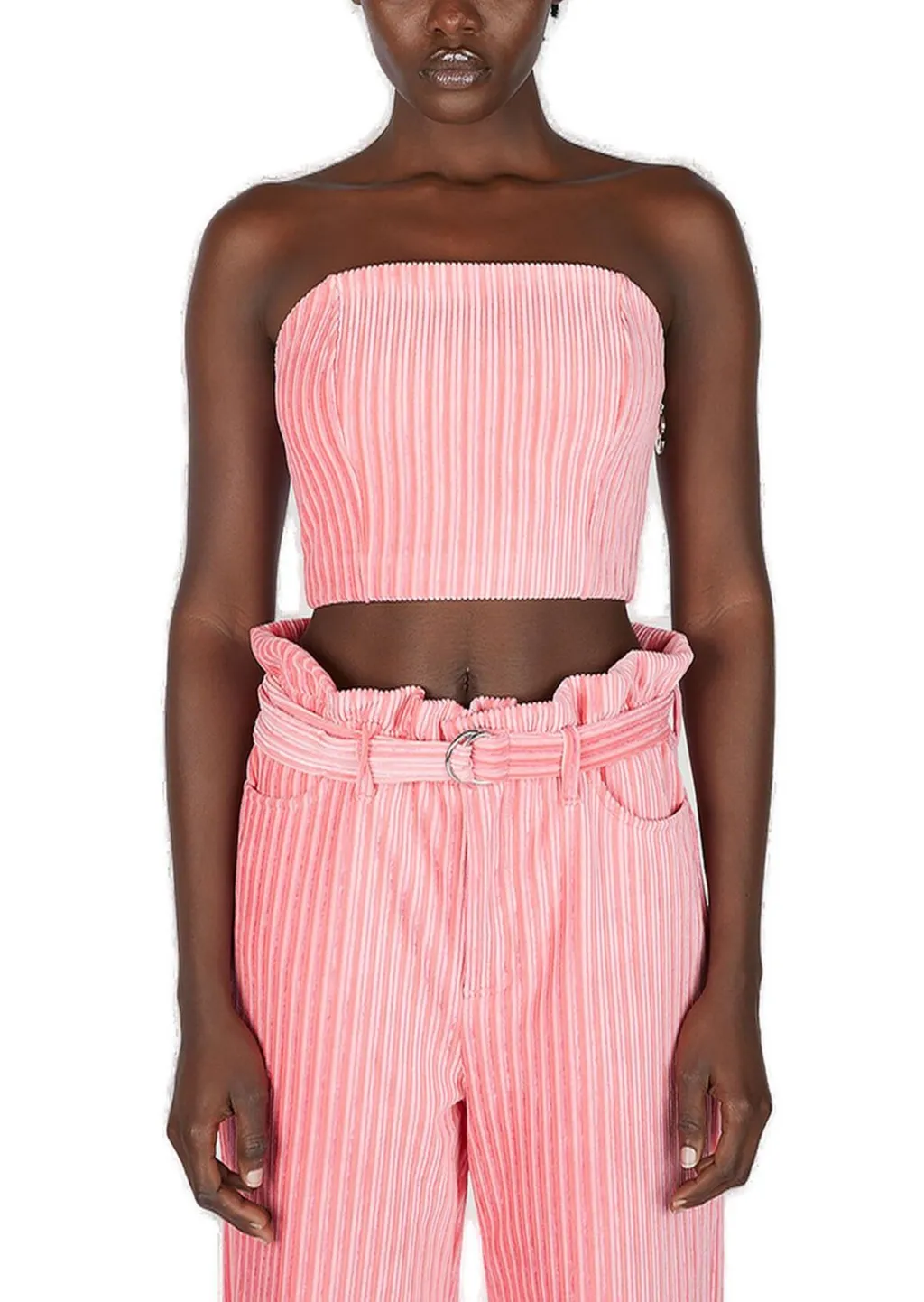 Pleated Strapless Crop Top