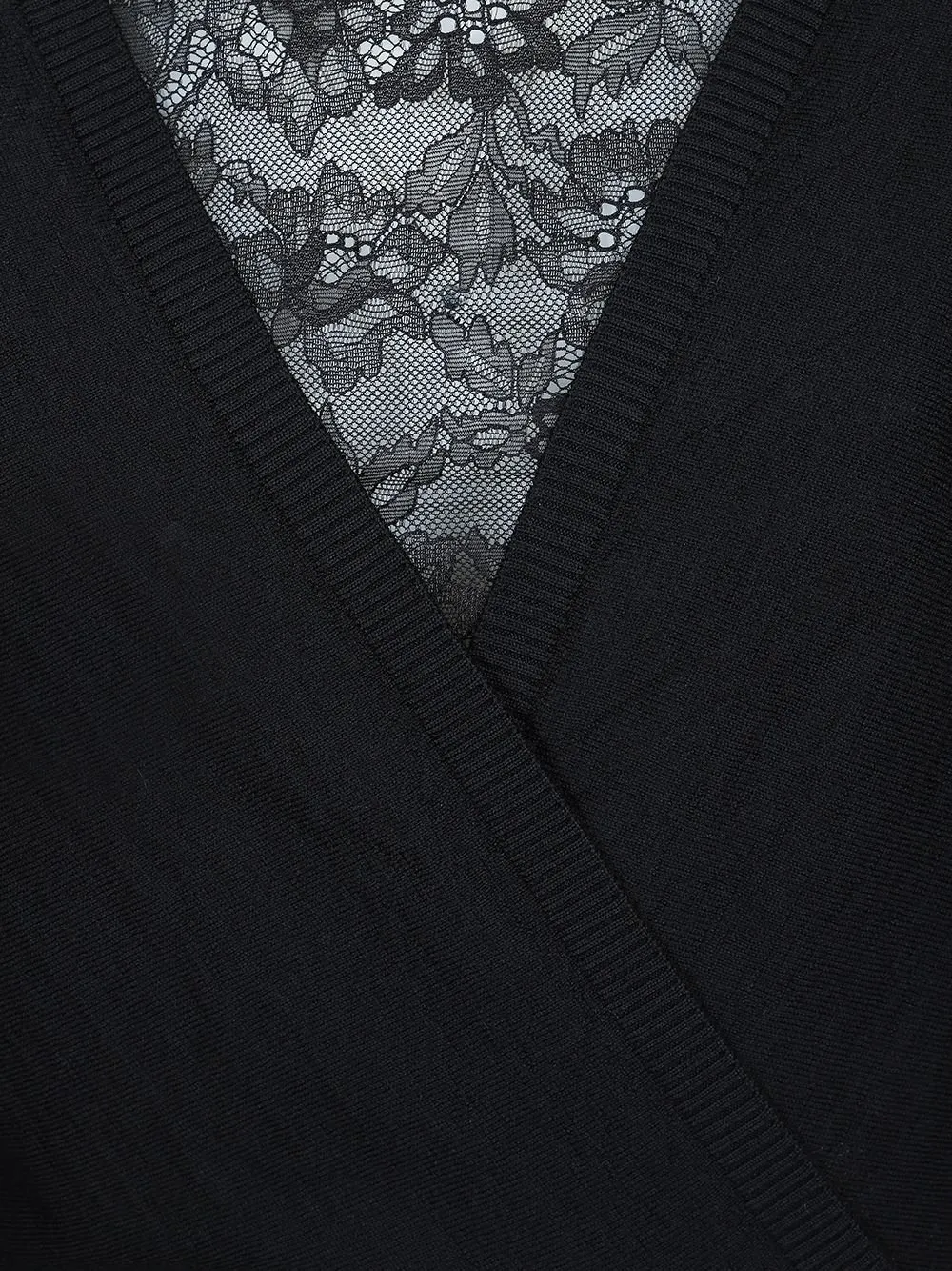 Wrap Cardigan With Lace Inset