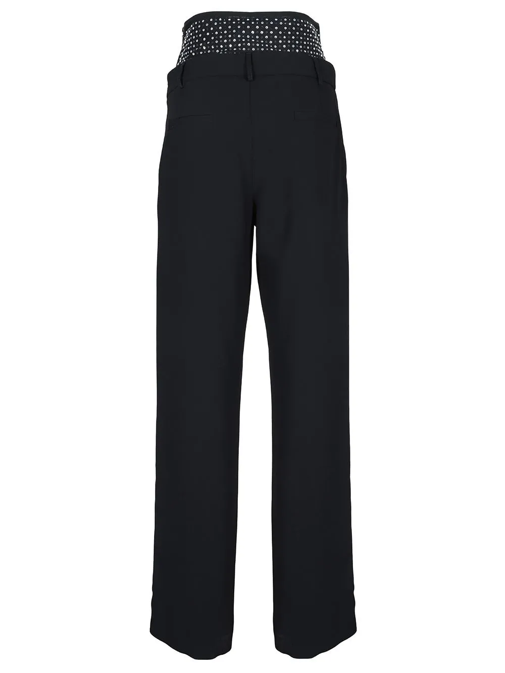 High-Waisted Trousers With Embellished Waistband