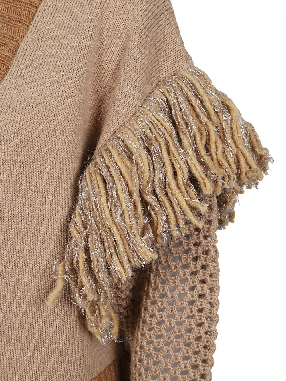 Cardigan With Fringe And Crochet Sleeves