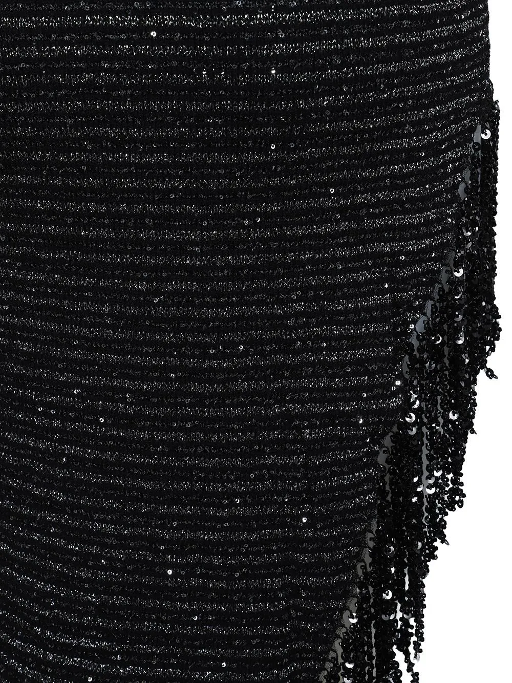 Striped Sequined Dress With Fringe Hem