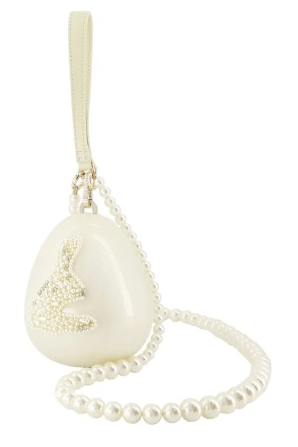 Egg-Shaped Clutch With Pearl Embellishment