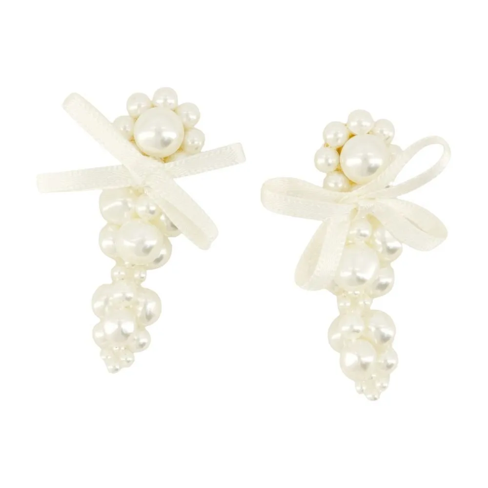 Pearl Drop Earrings With Bows