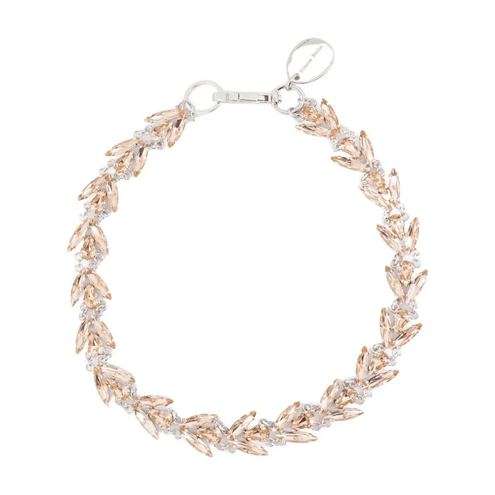 Leaf-Shaped Crystal Bracelet