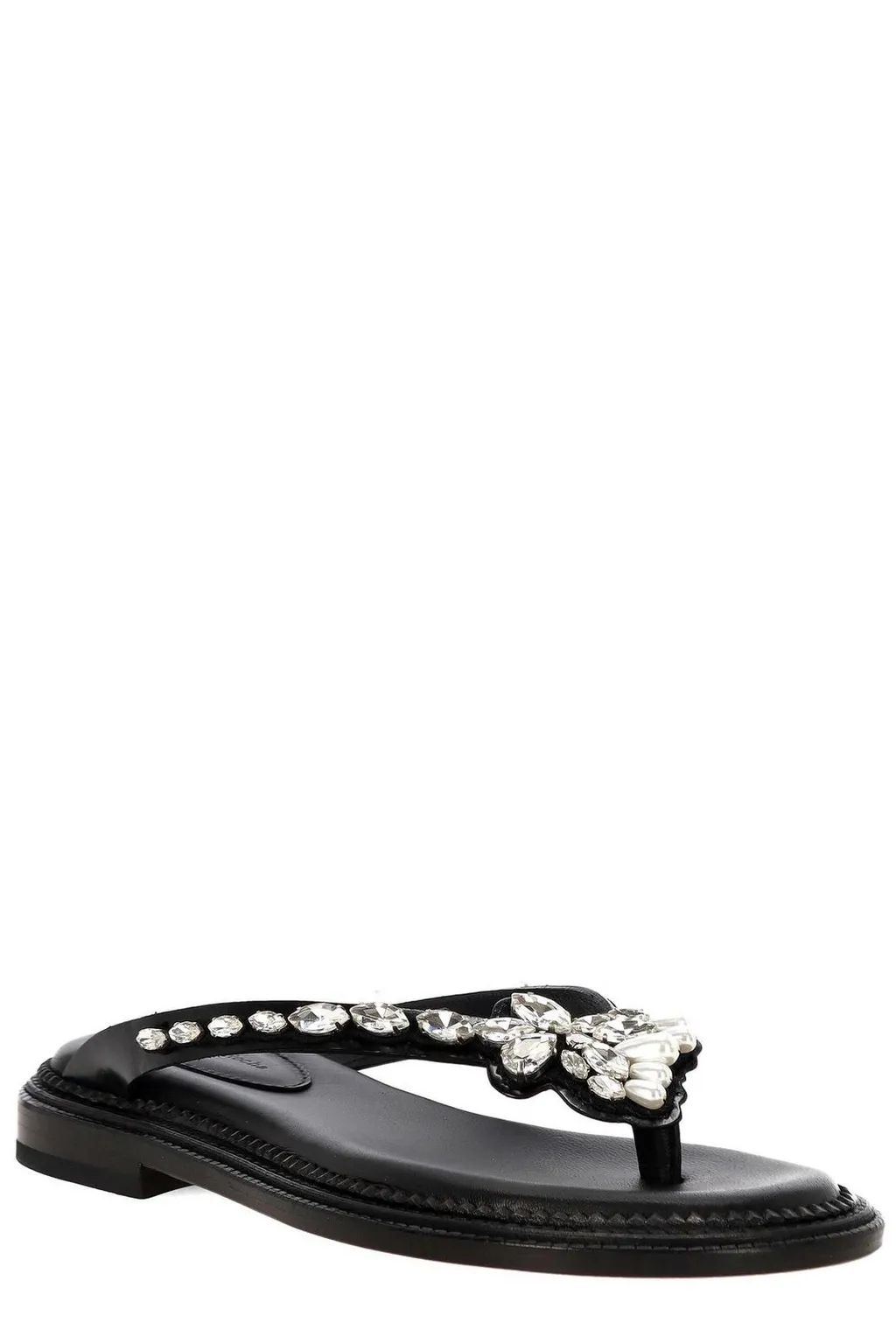 Thong Sandals With Crystal Embellishment